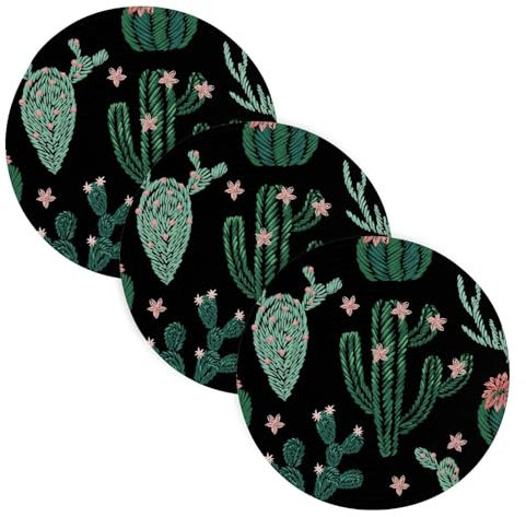 3 Pcs Trivet for Hot Pots and Pans 15in Cotton Thread Weave Absorb Water Hot Pan Holder for Stove House Decor Mexican Embroidery Cactus