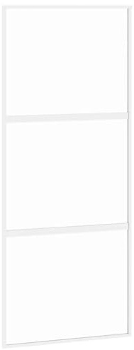 vidaXL Puerta Corredera, Puerta Corrediza, Panel de Privacidad, Puerta Decorativa para Granero Hogar, Vidrio Templado y Aluminio Blanca