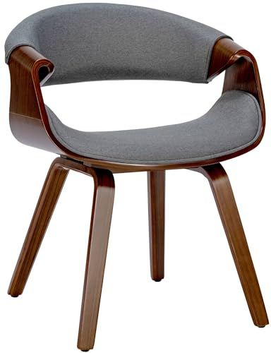 CLP Esszimmerstuhl Foley I Mit Armlehne Und Holzgestell I Küchenstuhl Und Wohnzimmerstuhl, Farbe:walnuss/grau, Material:Stoff