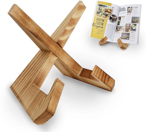 1 Stück Kochbuchhalter, Rezepthalter für Küche, Buchständer aus Holz, Buchhalter Rezepthalter, für Küche, iPad, Tablet Ständer