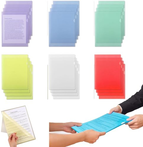 Archivador de documentos A4, 24 fundas transparentes A4 laterales abiertas, 6 colores, de plástico, A4, laterales abiertas, carpetas para guardar la oficina de la escuela