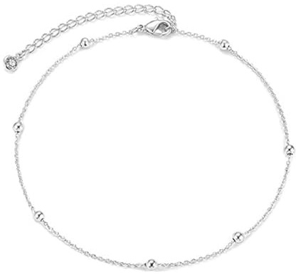 Aczyqws 1 pcs sterling silver ankle chain,925 Sterling Silver Adjustable Anklet Classic Chain Ankle Bracelets 8 to 11 inch Flexible Fit