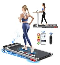 BLACK LORD Walking Pad löpband, tyst, 4-i-1 gångväg och löpband, fitnessutrustning för hemmakontor, gym, bärbart löpband, LED-display, 140 kg lastkapacitet, silver