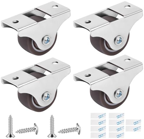 Flintronic Wheels for Furniture, 4PCS Small Castor Wheel, Fixed Heavy Duty Rubber Castors wheels, Low Profile Self-Adhesive Caster-Wheels, Trolley wheel for Small Appliances, Luggage, Drawer, Carts