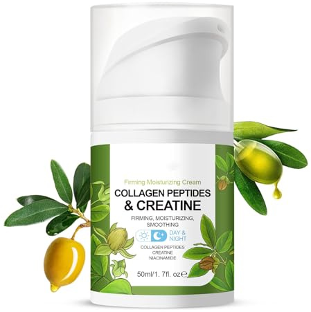 Collagen Peptide Komplex Feuchtigkeitscreme mit Retinol und Kreatin - Haut Straffen Festigungscreme - Anti-Aging Gesicht Falten Creme, Tag & Nacht Feuchtigkeitsspendende Gesichtscreme -1.7oz