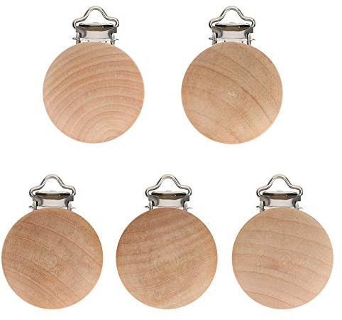 TOPINCN Bok trä Nappklipp, Inga Hål Träklämmor trä Nappklippshållare Charm Diy Nappklippsklipp Kedje Tillbehör