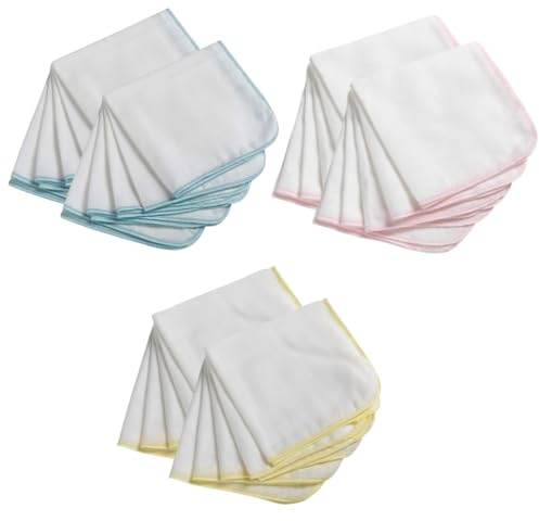 KEORHEZ 30 Piezas Toalla Bidet Infantil Toalla Pequeña Infantil Reutilizables Protegen La Piel Sensible del Bebé Amarillo Azul Rosa 20 X 20 Cm