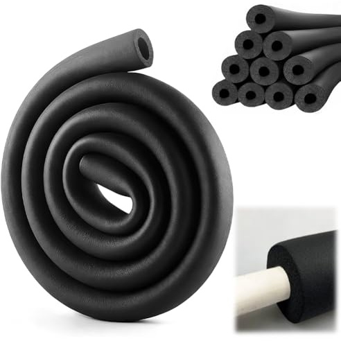 MIUUIPI 1,8 m di schiuma isolante per tubi, spessore 9 mm, isolamento dei tubi, isolamento per tubazioni, dispositivi fitness, tubo di riscaldamento sanitario, tubo di rame (nero, diametro 13 mm)