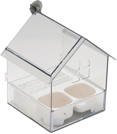 Senermter Casas De para Pájaro Exterior | Plato De Alimentos para Aves,Plato Transparente De Agua Y Comida con Forma De Bañera para Jilgueros Y Colibríes En Balcón Jardín Terraza