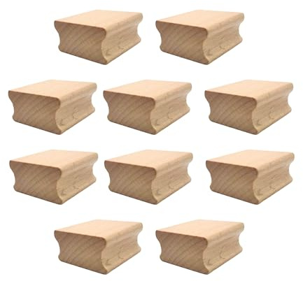 Nudaoz Lot de 10 supports de tampons en bois brut 40 × 40 mm, supports sans revêtement et adaptés à la sculpture, parfaits pour les loisirs créatifs, les décorations de scrapbooking, la gravure de