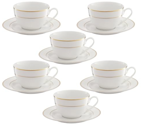 Ambition 29194 Aura - Servicio de café (12 piezas, porcelana), color blanco y dorado