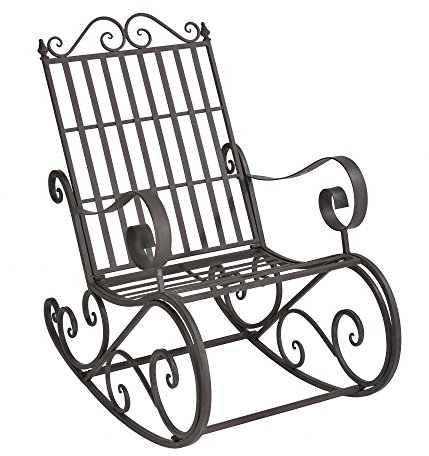 [en.casa] Schaukelstuhl Geraldton 92x59x90cm Schaukelsessel im Landhausstil Schwingsessel für Garten Metall Grün