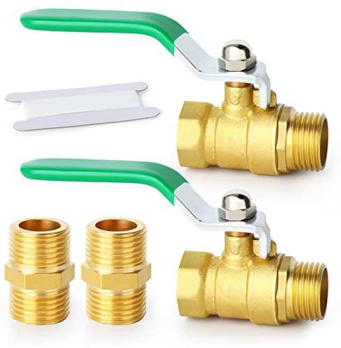 ERGAOBOY 2 piezas 3/8 BSP macho a hembra válvula de bola de latón con 2 piezas 3/8 conectores macho a macho, aptos para conexión de accesorios de tubería