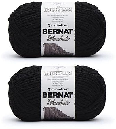 Bernat Blanket Coal Yarn - 2 Pack of 300g/10.5oz - Polyester - 6 Super Bulky - 220 Yards - Knitting/Crochet