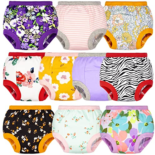 BIG ELEPHANT Baby flicka 6-pack pottunderkläder, vadderade, absorberande blommor-träningsbyxor för småbarn, Lila fjäril, 4 Jahre