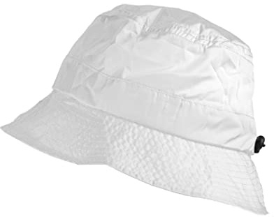 TOUTACOO, Sombrero de Lluvia de cubeta fácil de Plegar en su Bolsillo Integrado, Aspecto de Nailon (03-Blanco/Lluvia)