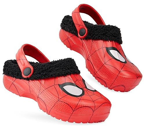 Marvel Spiderman Boys Winter Clogs, Fleece Lined Clogs Garden Shoes - Gifts for Boys