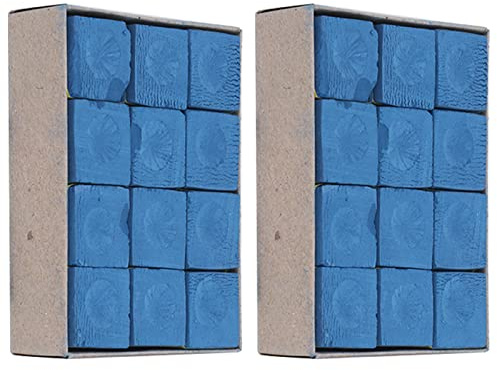 Natudeco 24 Pièces Queue De Billard Craie Queue De Billard Bâtons Pointe Craie NoSlip Billard Table De Billard Taches Queue Bâton Craies Craie Sèche Accessoire(Bleu)