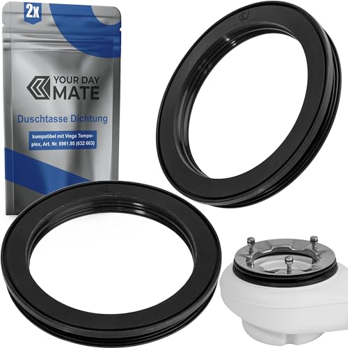 Junta de perfil para desagüe de ducha, 2 unidades, 116 x 15 mm, compatible con Viega Tempoplex desde 2001 hasta la actualidad, apta para 6961.95, 632 663, junta tórica para plato de ducha