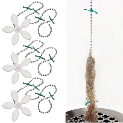 Lot de 5 outils de nettoyage des cheveux pour évier, baignoire, trou de drainage, nettoyeur de cheveux, chaîne crochet en forme de fleur, attrape-cheveux pour salle de bain, douche, cuisine