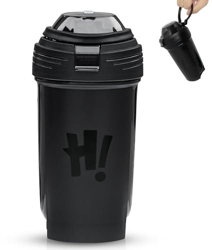 Protein Shaker Bottle, Protein Shaker With Mixing Ball – 500ml – Handheld for Easy Carrying Dishwasher Safe Perfect for Mixing Powdered Shakes Gym Outdoor Trips (Black)