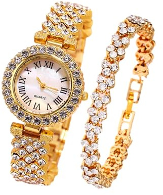 Guldklocka - dam strass casual klocka, gnistrande kvartsur för kvinnor, elegant modeklocka för kvinnor, lyxig kristallspikklocka, elegant daglig klocka, verktyg