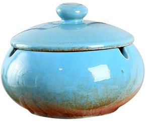 RhymBar Aschenbecher Outdoor mit Deckel, Keramik winddicht Aschenbecher, handgefertigt kreative Aschenbecher für Haus und Büro Dekoration