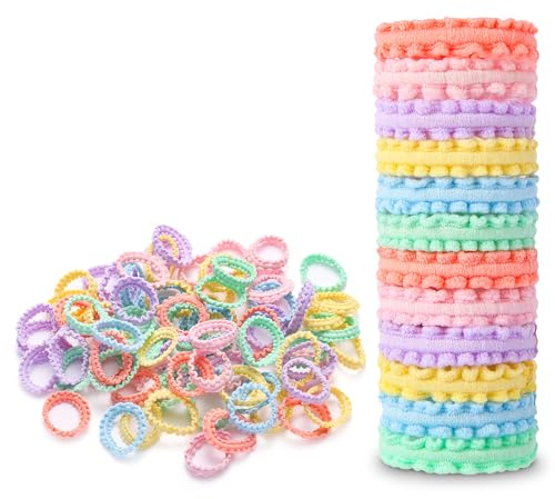 Youxuan Small Elastic Hair Ties, Soft, Stretchy, and Non-Damage Hair Bands, Multi-Color 100 Pcs Strong, Durable Mini Rubber Bands for Toddlers, Girls and Women