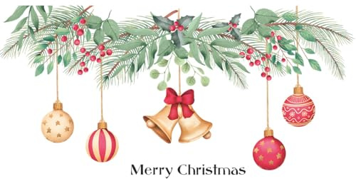 JOYWU Christmas Window Stickers,2 Sheet Merry Christmas Wall Decals,Xmas Balls Branches Snowflake Pattern Wall Stickers,Removable PVC Christmas Theme Window Cling Decals,Christmas Decoration (A)