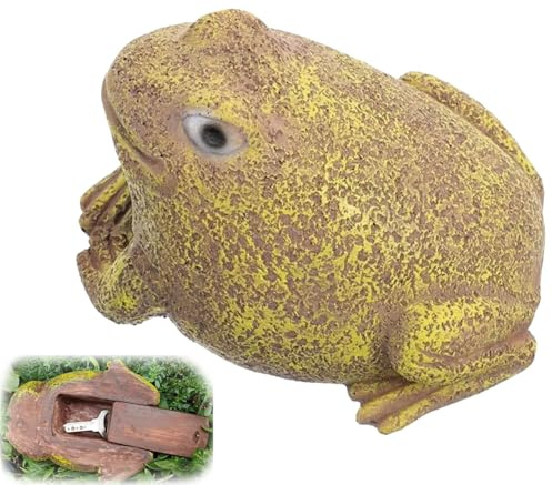 Schlüsselversteck für Draußen, Schlüsselversteck, Schlüsselstein, Frosch-Schlüsselanhänger aus Harz mit verstecktem Fach für Außen- und Gartendekoration, Terrassendekoration (11,5 x 9,5 x 8 cm)