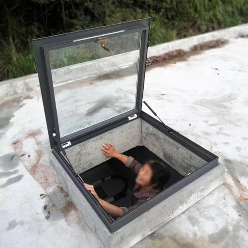 Lucernario per Tetto Finestre da Tetto Facili da Aprire e Chiudere, Lucernario Sigillato con Maniglia di Bloccaggio, Tetto Apribile in Alluminio per Ventilazione e Illuminazione(84x94cm/33x37in)