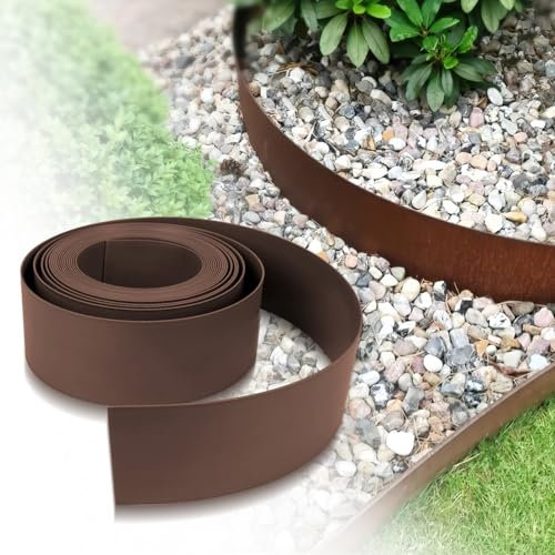 Hebitod Bordo per Prato in Plastica Robusta per Falciatura Marrone - Nastro per Giardino, Letto (10 m x 12,5 cm)