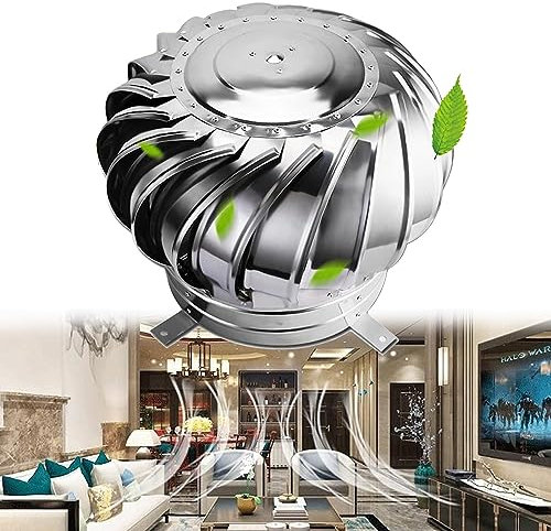 DQZRTUECA Turbine da Tetto Prese d'Aria 110-300mm Turbine Eoliche Tappo di Sfiato Rotondo, Ventilatore da Tetto Presa d'Aria Zincato, Comignolo Girevole for Case Fabbrica Soffitta Fattoria(150mm)
