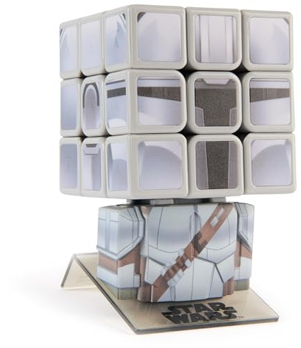 Rubik's Cube, Star Wars, Cuber Mandalorian con schermo, puzzle impegnativo per adulti di The Mandalorian, giocattolo rilassante per bambini, giocattolo da collezione Star Wars da 8 anni in su