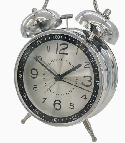 Vintage Alarm Clock, Old Fashioned Retro Alarm Clock, Glow in the Dark Analog Quartz Clock with Light, Battery Operated Twin Bell Bedside Loud Alarm for Heavy Sleepers Adults Kids Home Travel School