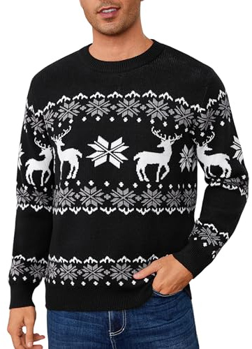 Leversic Pull de Noel Hommes Drole Noël Sweat Christmas Jumper Hiver Manches Longues Chaud S-XXL