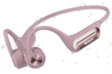 KIM HOST Bone Conduction Headphones, Open Ear Headphones with MP3 Mode 32GB, 10Hrs Playtime IP68 Waterproof Swimming Headphones Secure Fit for Running, Cycling, Work, Gift（Pink）