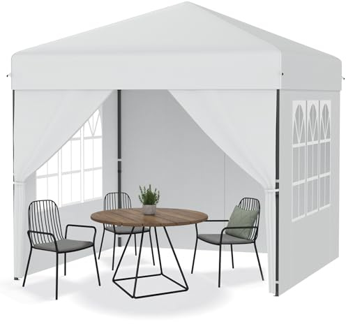 YRHome Padiglione Pop-up pieghevole 2,5 x 2,5 m, impermeabile, stabile, invernale, con pareti laterali, altezza regolabile, protezione UV, per giardino e festa, con borsa per il trasporto, colore