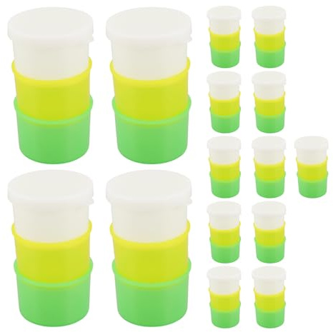HEATSHAKING 15 Uppsättningar Medicinkoppar med Lock Stackbara Dosningsbägare för Vätska och Piller Tresidig Tidssortering Måltid Återanvändbar Plastbehandling Stabil Grund Läckagesäker Hållbar