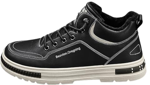 Chaussures Montantes décontractées pour Hommes Sneakers en Peluche Coton épais polyvalentes Tendance Sport Loisirs Nouvelle Automne Hiver (Black, 42)