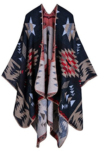 Poncho Pull Cape Laine Grande Taille Vintage Châle Tartan A Carreaux Foulard Chaud Femme Hiver Automne écharpe Tricot Couverture Wrap Veste Manteau à Carreaux Oversize Pashmina - Landove