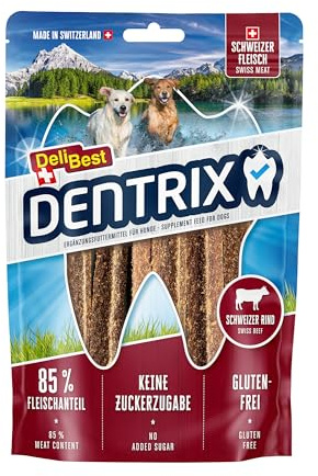 DeliBest Dentrix Schweizer Rindfleisch I Hunde dental Sticks für die intensive Zahnreinigung I kalt geformt - sehr schmackhafter Hunde Snack aus frischem Fleisch I Hundezahnpflege Snack 70g
