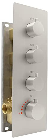 HOMEDEC 3 Way Shower Diverter Valve, 3 Outlets Multi Function Thermostatic Shower Brass Valve Can Run Simultaneously, Brushed Nickel