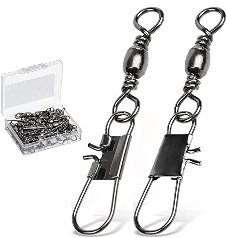 9Tong Angelgerät Barrel Drehknopf Hohe Festigkeit Schnapp Wirbel Salzwasser Rostfreier Stahl Fischfass Schnappverschlüsse Verriegelung Schnappt Frisches Wasser Anschlusszubehör 50pcs 24lbs