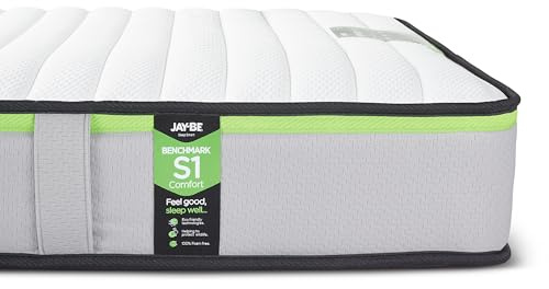 JAY-BE Benchmark S1 King Size Mattress, 18cm Thick, Comfort Support, Medium Mattress, 100% Foam Free, Hypoallergenic, 5ft Kingsize (200 x 150 x 18cm)