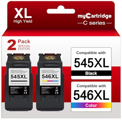myCartridge Phoever Cartouches d'imprimante compatibles PG-545XL CL-546XL pour Canon 545XL 546XL pour Canon PIXMA MG2450 MG2550 MG2950 MG3050 IP2850 MG3051 TS3150 TS3052（2-Pack