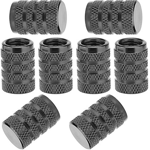 Savita 8 Tapas de Vástago de Válvula de Neumático, Tapa de Válvula de Neumático de Aluminio con Anillo de Goma para Coches, SUV, Bicicletas, Camiones, Motocicletas (Gris)