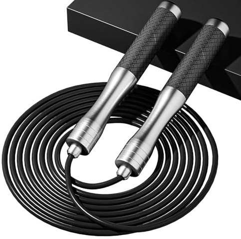 𝐒𝐩𝐞𝐞𝐝 𝐉𝐮𝐦𝐩 𝐑𝐨𝐩𝐞 𝐟𝐨𝐫 𝐅𝐢𝐭𝐧𝐞𝐬𝐬 - Skipping Rope for Women Men Exercise with Adjustable Length Jumping Rope and Alloy & Silicone Handles Suitable for Workout Boxing Home Gym