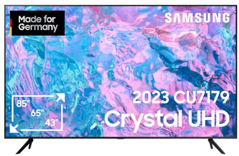Samsung Crystal UHD CU7179 43 Zoll Fernseher (GU43CU7179UXZG, Deutsches Modell), PurColor, Crystal Prozessor 4K, Motion Xcelerator, Smart TV [2023], Schwarz