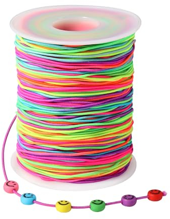 Diboniur Filo per Braccialetti 1mm x 100m, Filo Elastico per Braccialetti Resistente, Cordone Arcobaleno Perline per Gioielli DIY, Bracciali, Collane, Artigianato, Decorazioni